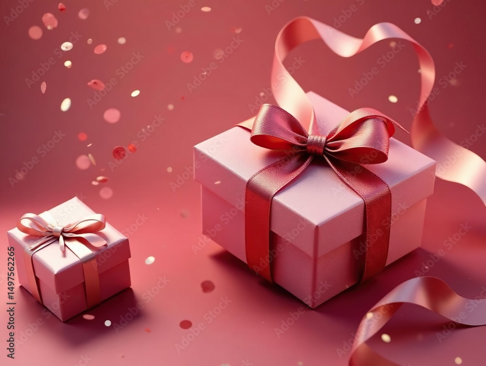 Elegant gift boxes, ribbons swirling, ethereal float , photography, gold Elegant gift boxes, ribbons swirling, ethereal float , photography, gold