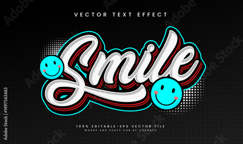 Comic smile editable vector text effect. Script classic minimalist concept.