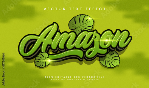 Green amazon editable vector text effect. Suitable for green tropical theme.
