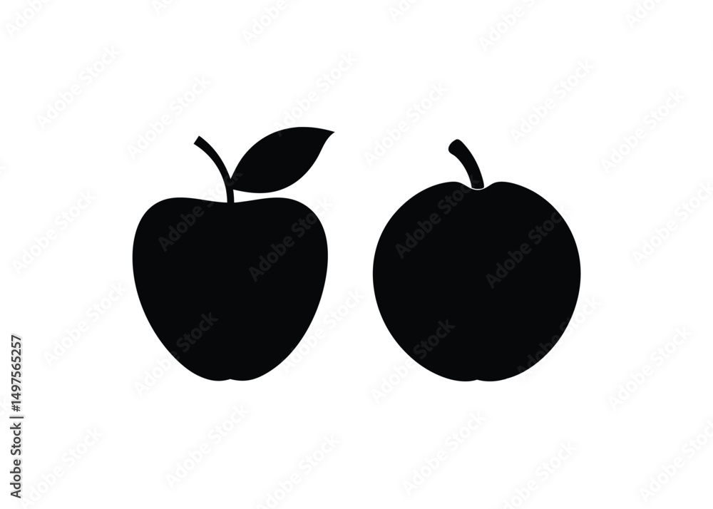 Fototapeta premium Apple and Plum Fruit Silhouettes