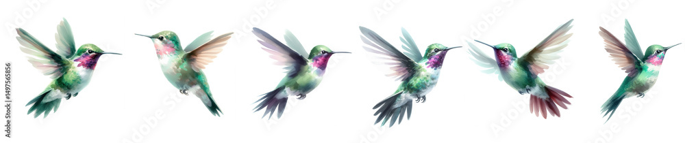 Obraz premium Hummingbird flight sequence vibrant and fast