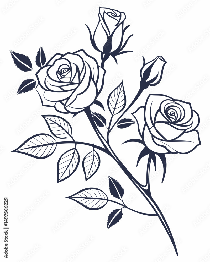 Obraz premium Design A Clean Modern Rose Bundle Using Only Thin