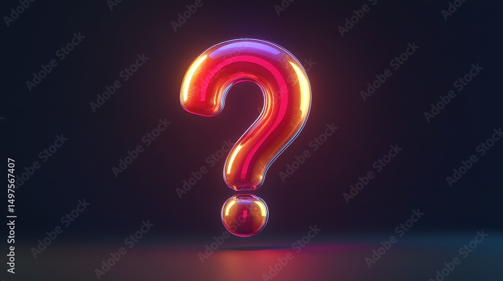 Glowing 3d red question mark on dark background Glowing 3d red question mark on dark background