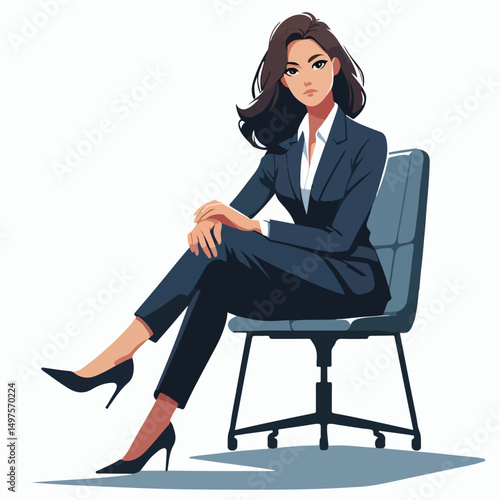 the young boss is sitting on a chair with a serious expression