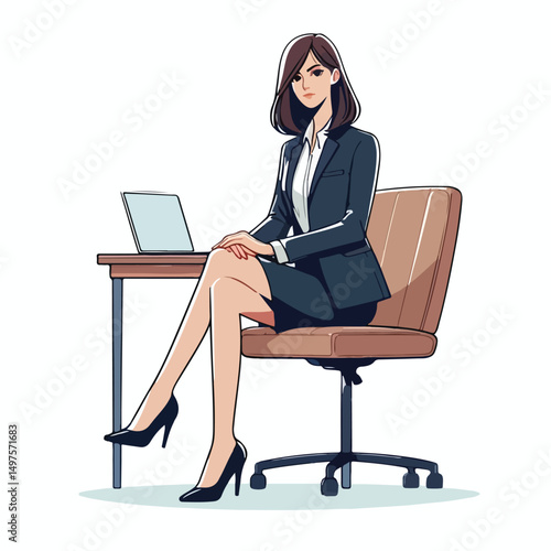 the young boss is sitting on a chair with a serious expression