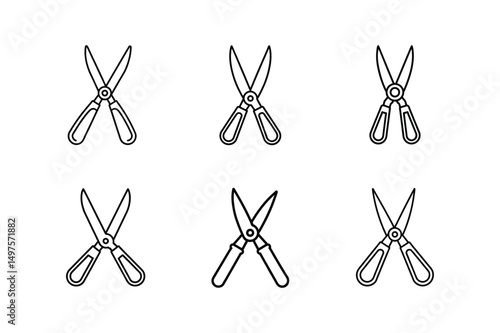 pruning scissors icon line art vector illustration