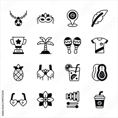 Get this modern collection showing brazil culture glyph icons