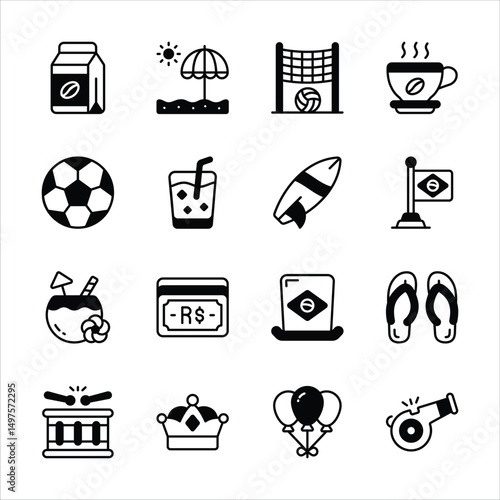 Check out handy collection of brazil tradition glyph style icons