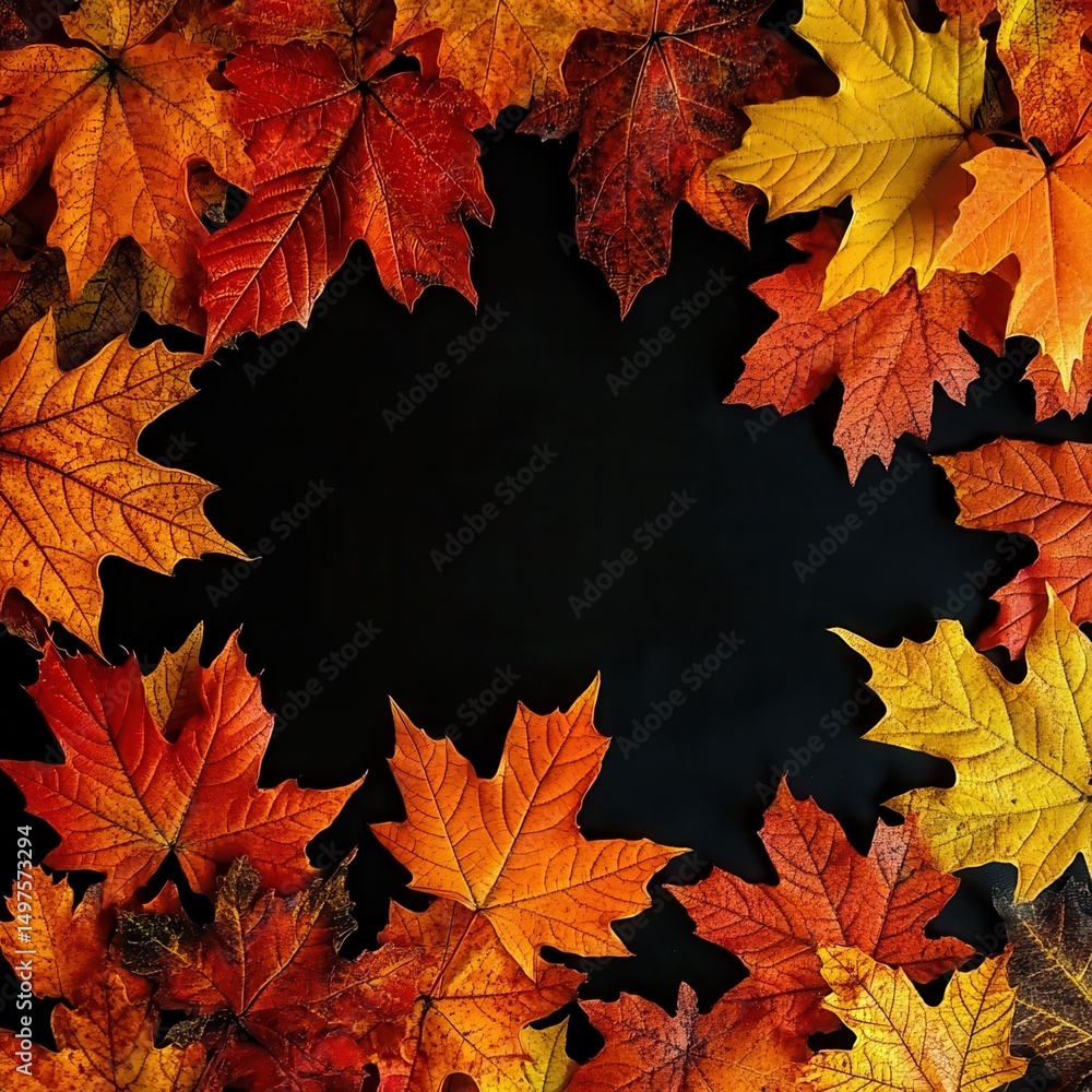 Obraz premium autumn leaves on the background, autumn leaves border, autumn leaves frame, atumn background for design, autmn banner design.
