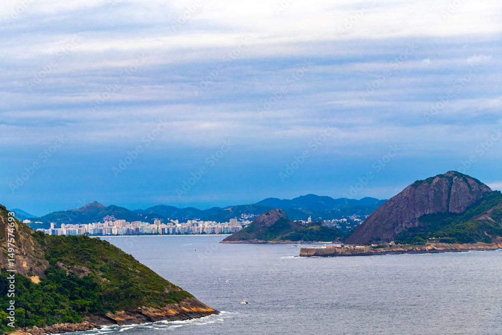 Fototapeta premium Copacabana Leme Tropical Paradise Beach Panorama Rio de Janeiro Brazil.