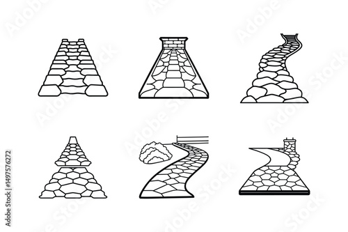 stone pathway icon line art vector illustration