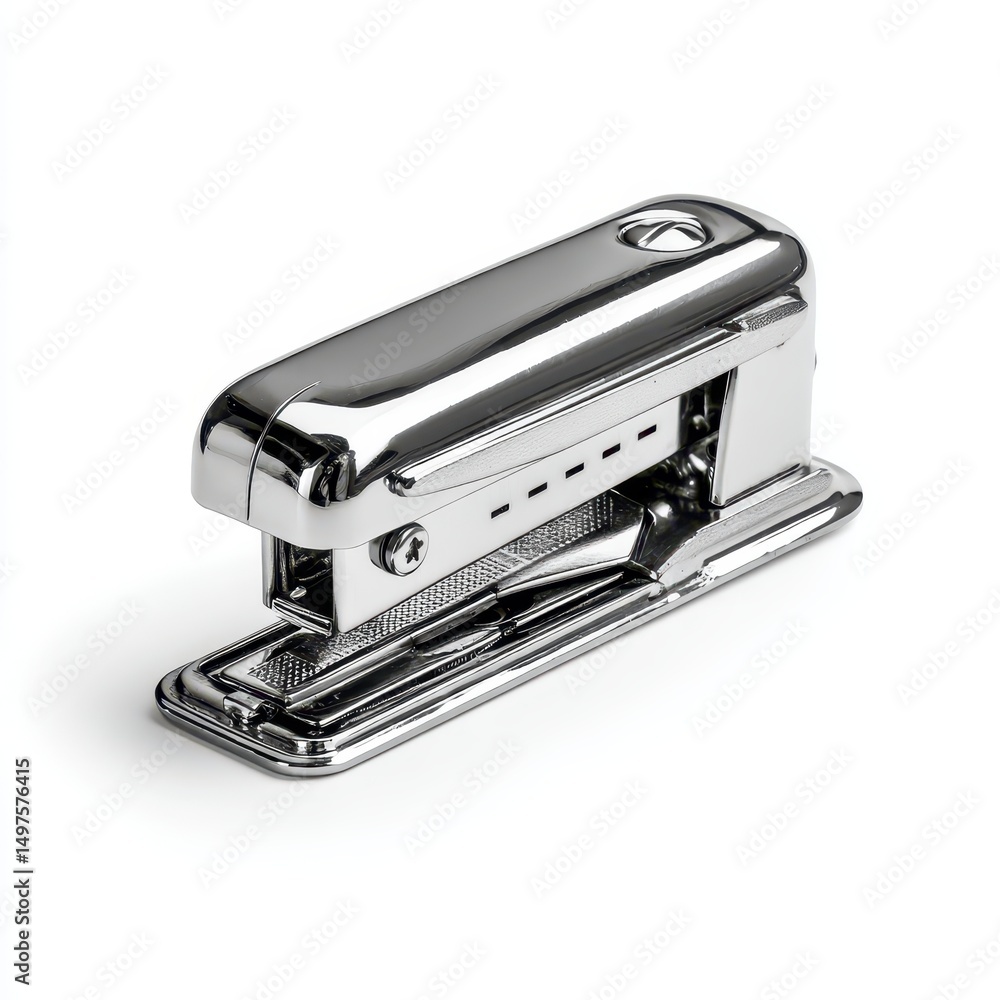 Sleek Chrome Stapler Modern Office Supply, Isolated Sleek Chrome Stapler Modern Office Supply, Isolated