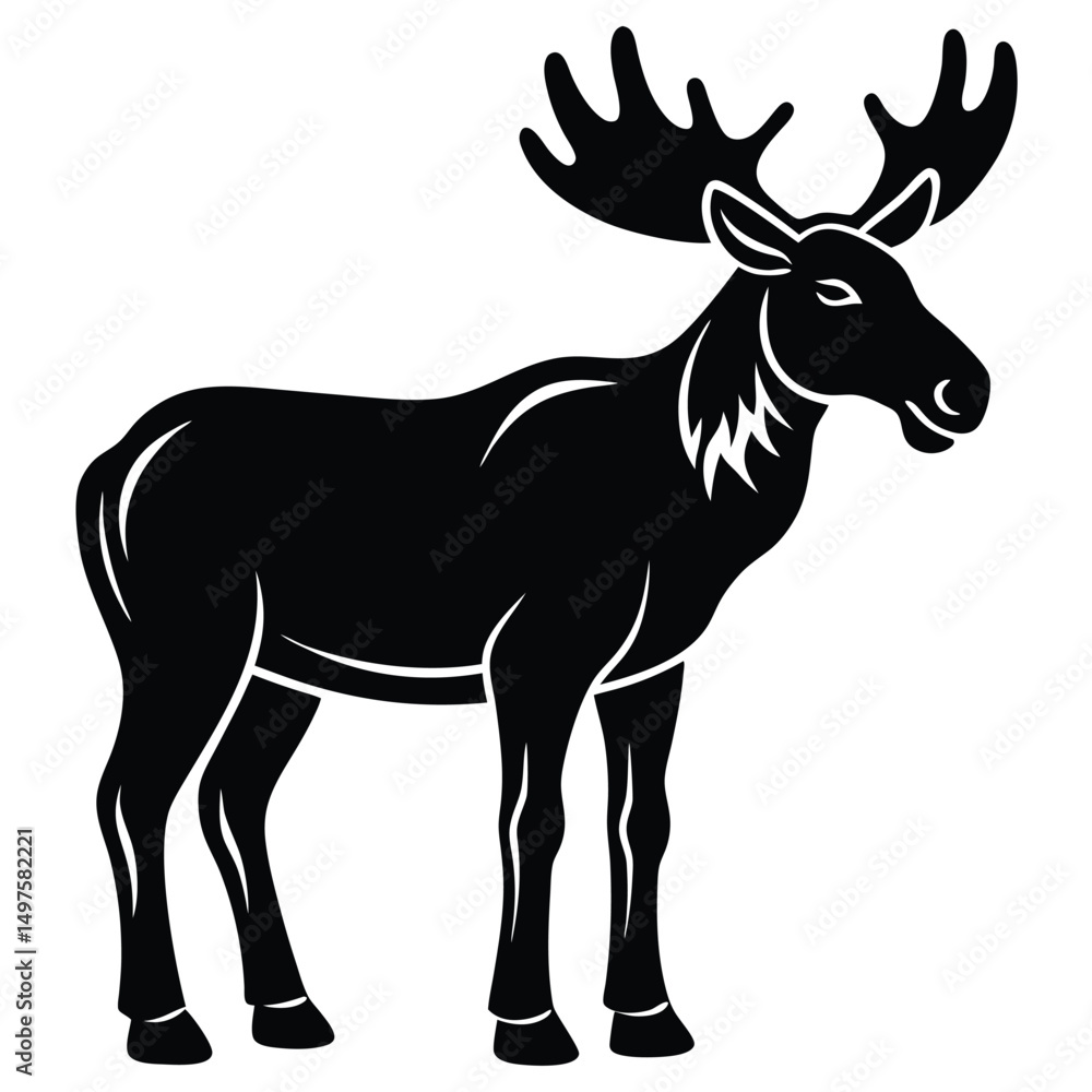 Obraz premium Majestic Moose Black and White Illustration of a North American Moose