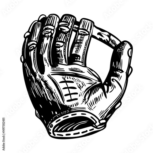 A sketchy style illustration of baseball glove