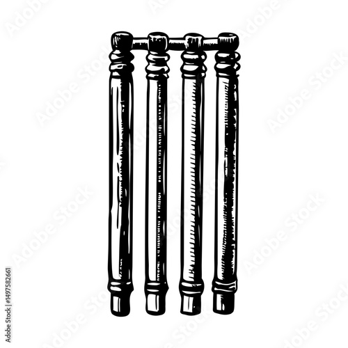 A vintage style illustration of cricket stumps
