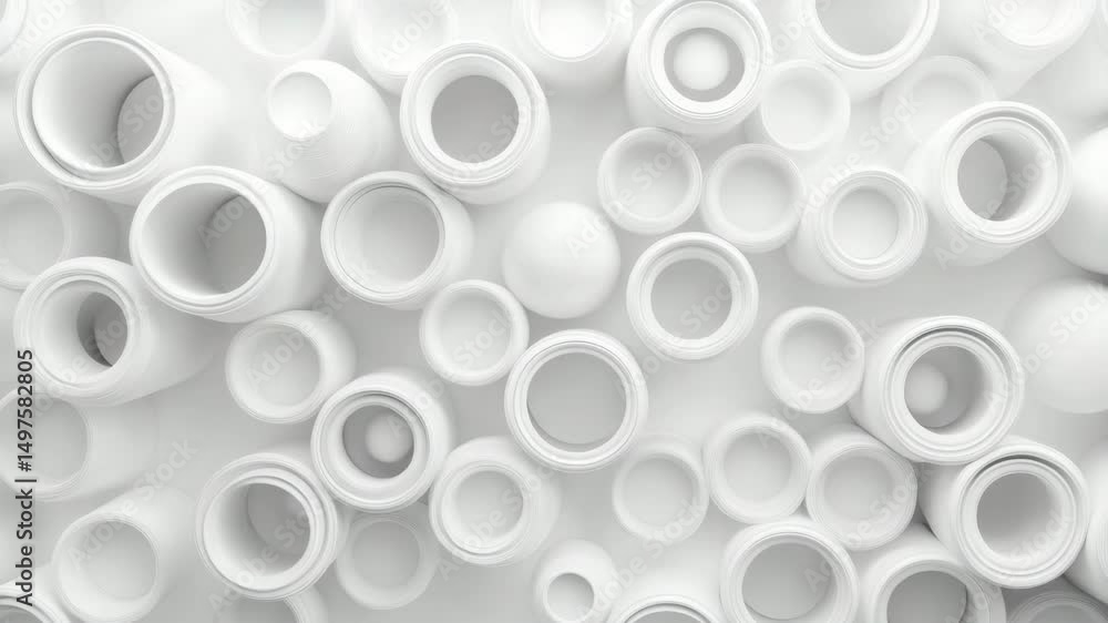 White tubes and balls on white abstract background White tubes and balls on white abstract background