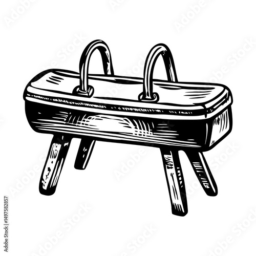 A vintage style illustration of horse pommel
