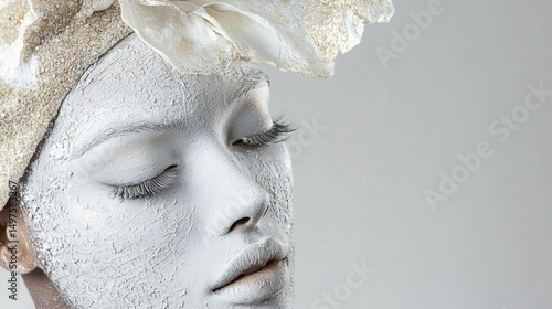 Wallpaper Mural Close-up portrait of a woman's face and upper body. the woman's eyes are closed and her head is tilted slightly to the side, with her eyes closed. Torontodigital.ca