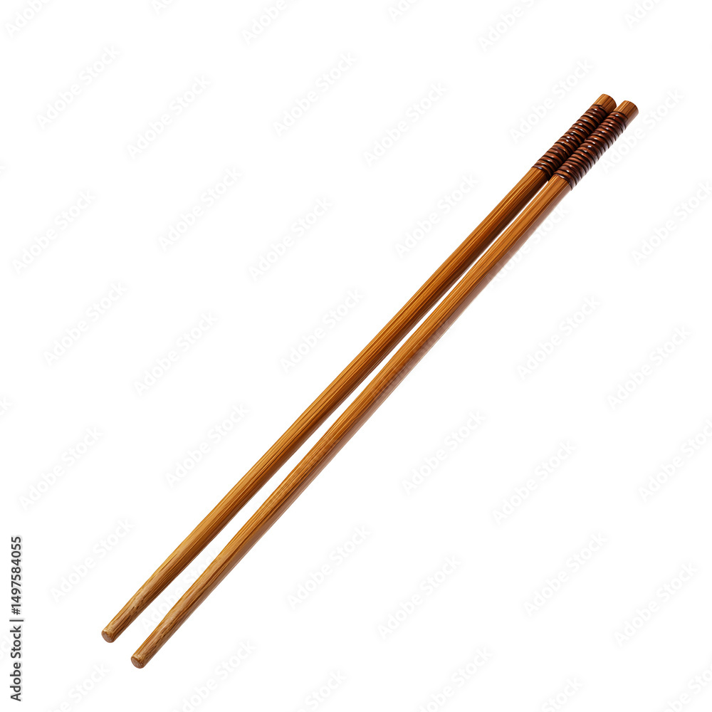 Traditional Wooden Chopsticks with Brown Bands Isolated on Transparent Background Traditional Wooden Chopsticks with Brown Bands Isolated on Transparent Background
