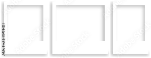 Minimalist realistic Polaroid photo template on a transparent background. Empty frame mockup with shadow. Vintage card.