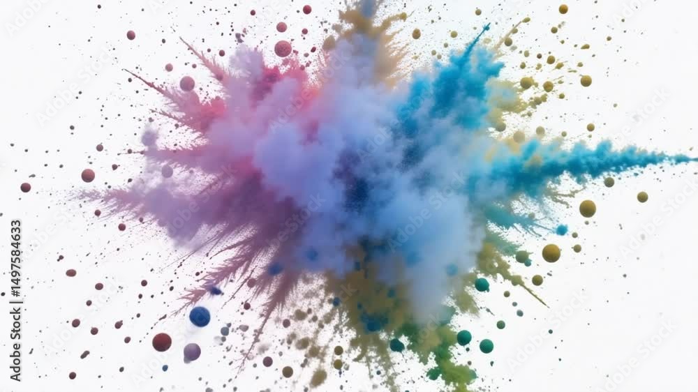 Prise de vue en super ralenti d’une explosion de poudre colorée isolée sur fond blanc