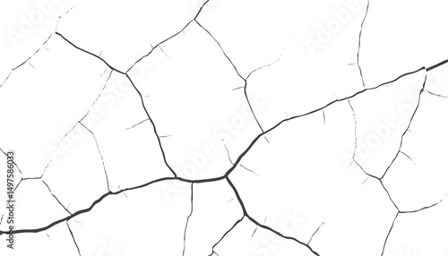 Rough ground surface with split cracks and aged marks. Grunge texture with fissures for realistic damaged look. Vector background for abstract use or design.