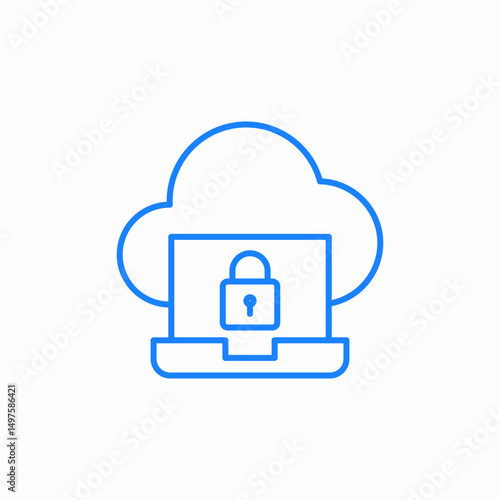 laptop cloud locked icon sign vector