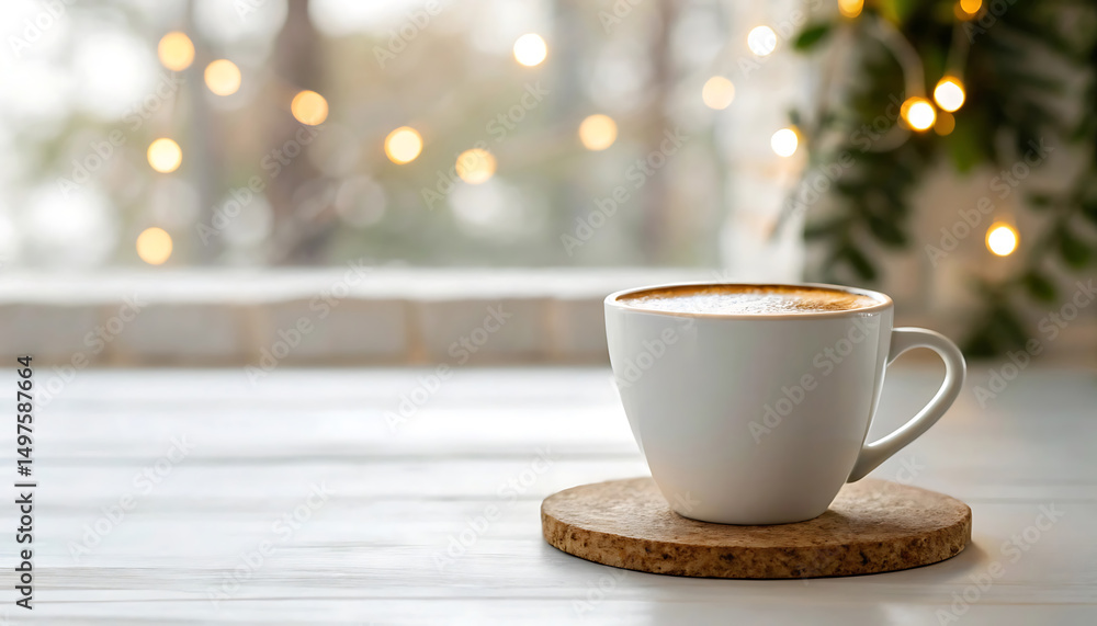Obraz premium Cozy Winter Morning A Warm Cup of Coffee by the Window