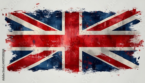 Artistic grunge style representation of the iconic british union jack flag