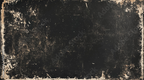 Grunge overlay in dark dusty style layout. Scratches and textures appear across background. Old film inspired tone in black charcoal color scheme.