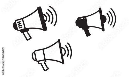  Electric megaphone with sound or marketing advertising flat vector icon for apps and websites