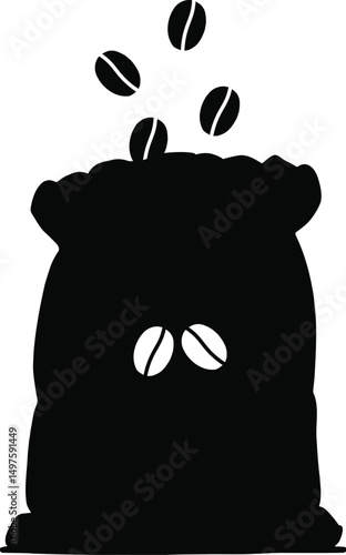Coffee Bean Bag Icon: Fresh Roast & Harvest Silhouette