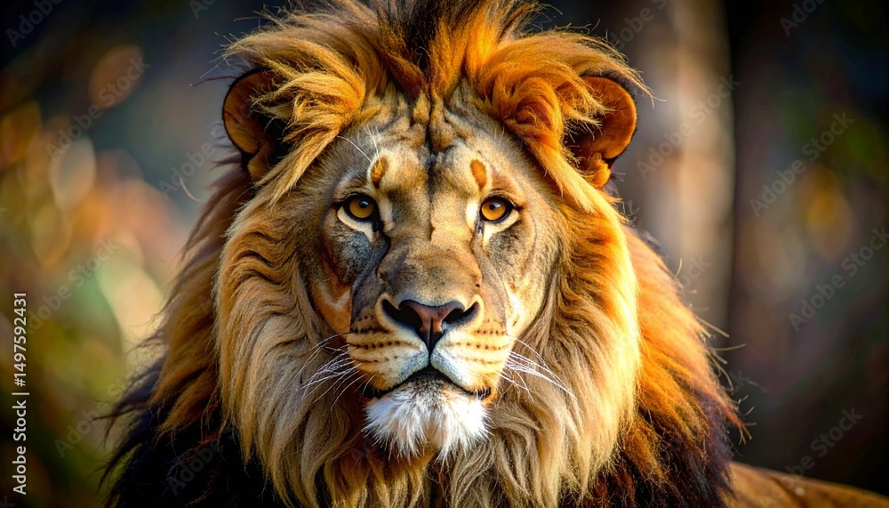 Fototapeta premium beautiful detailed close up image of a lion looking at camera