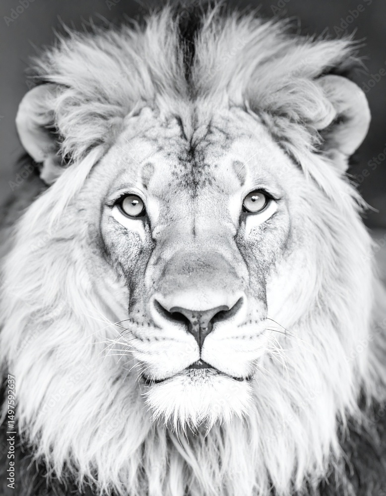 Fototapeta premium beautiful detailed close up image of a lion looking at camera