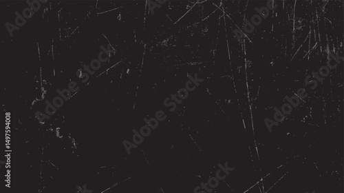 Black grunge texture with vintage surface scratches. Rough and worn effect creates rugged aesthetic. Ideal for distressed design styles.