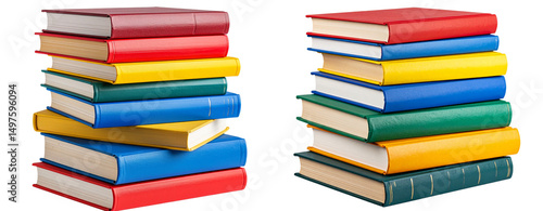 Wallpaper Mural Tall Stack of Multicolored Hardcover Books, Isolated on Transparent Background PNG Torontodigital.ca