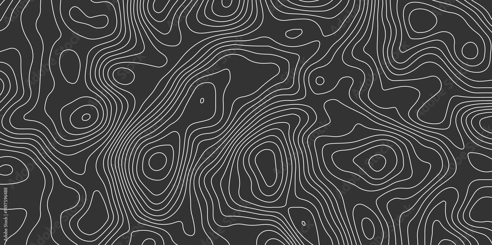Obraz premium dark gray abstract topographic map with white contour lines design element for modern and minimal graphic design.