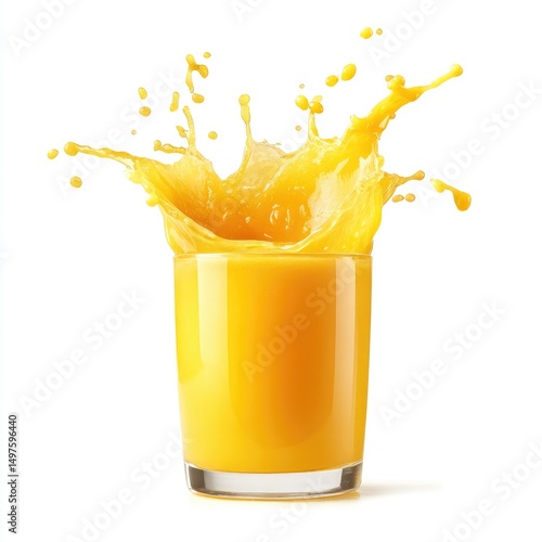 Orange juice splash in glass
