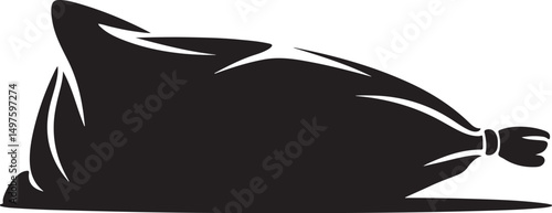 Abstract Black and White Graphic of a Tied Trash Bag