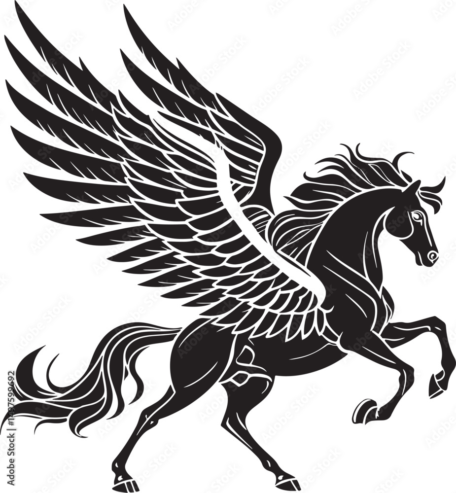 Fototapeta premium winged horse silhouette abstract art transparent background