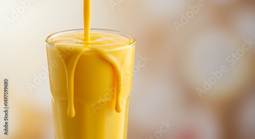 Yellow smoothie in glass