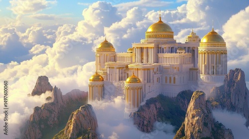 Photography Enchanted palace perched on Mount Olympus, the realm of Greek deities