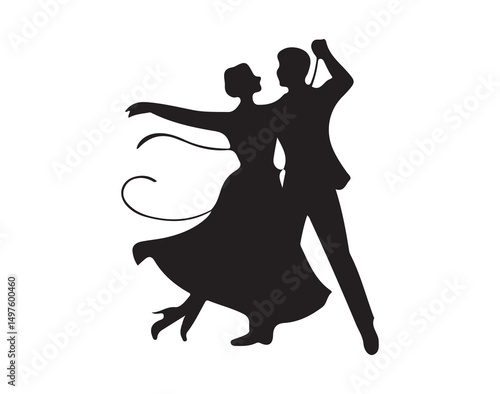 Elegant silhouette of a dancing, symbolizing rhythm, dance, and passion, perfect for events, celebrations, and creative projects related to performing arts and dance.