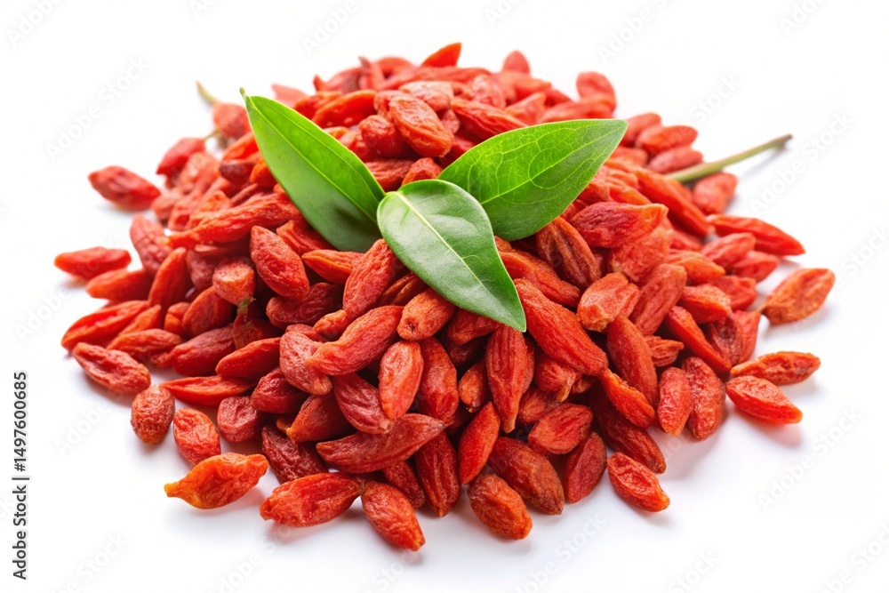 Goji Berries on White Background, Superfood Concept for Healthy Eating and Nutrition Goji Berries on White Background, Superfood Concept for Healthy Eating and Nutrition