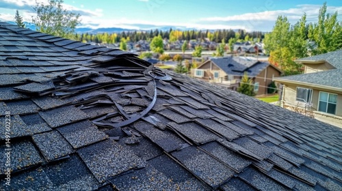 Fotografie Understanding the impact of hail damage on roofing integrity.