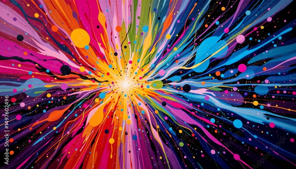 Fototapeta premium art splash painting with chaotic color impact in cinematic light