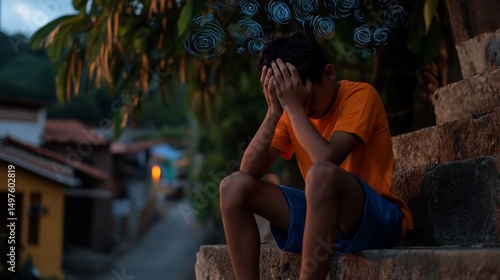 A Boy's Solitude: Dusk in a Small Town