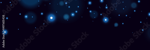 Starry silence dark blue night sky with glowing lights.