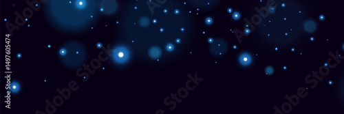 Starry silence dark blue night sky with glowing lights.