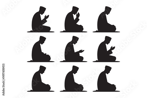 black silhouette of praying people